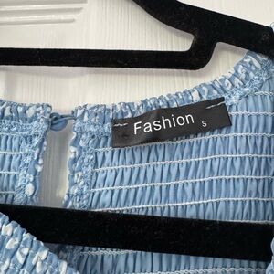 Fashion Brand Light Blue Smocked Top
